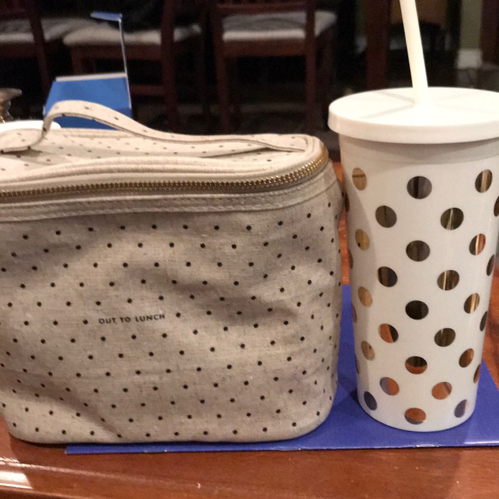 Kate Spade Lunch tote with cup with straw